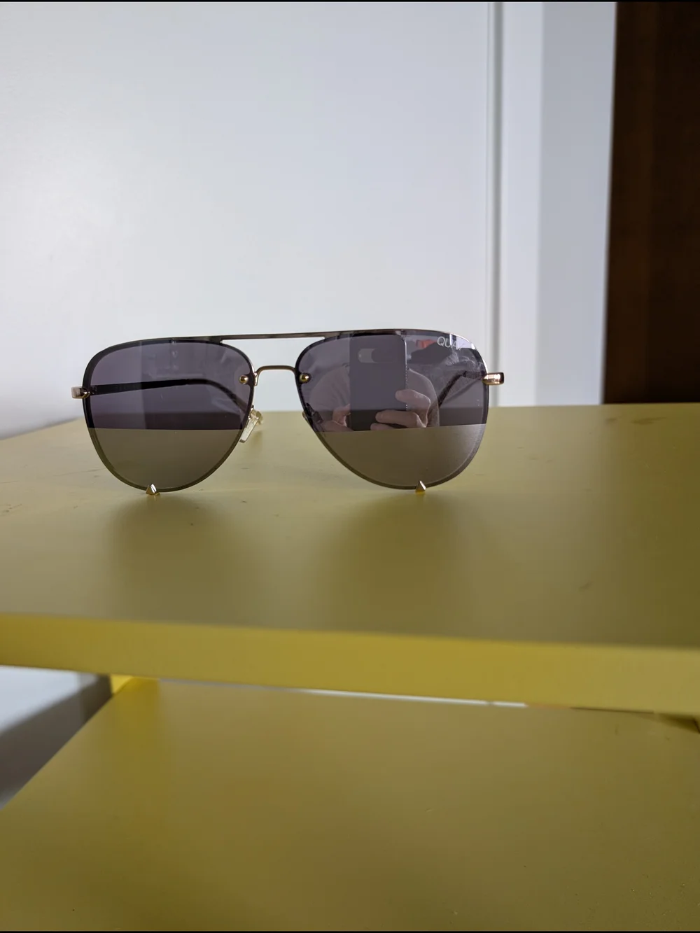 Quay Australia x Jaclyn Hill Gold Mirrored Aviator Sunglasses with Leopard Case